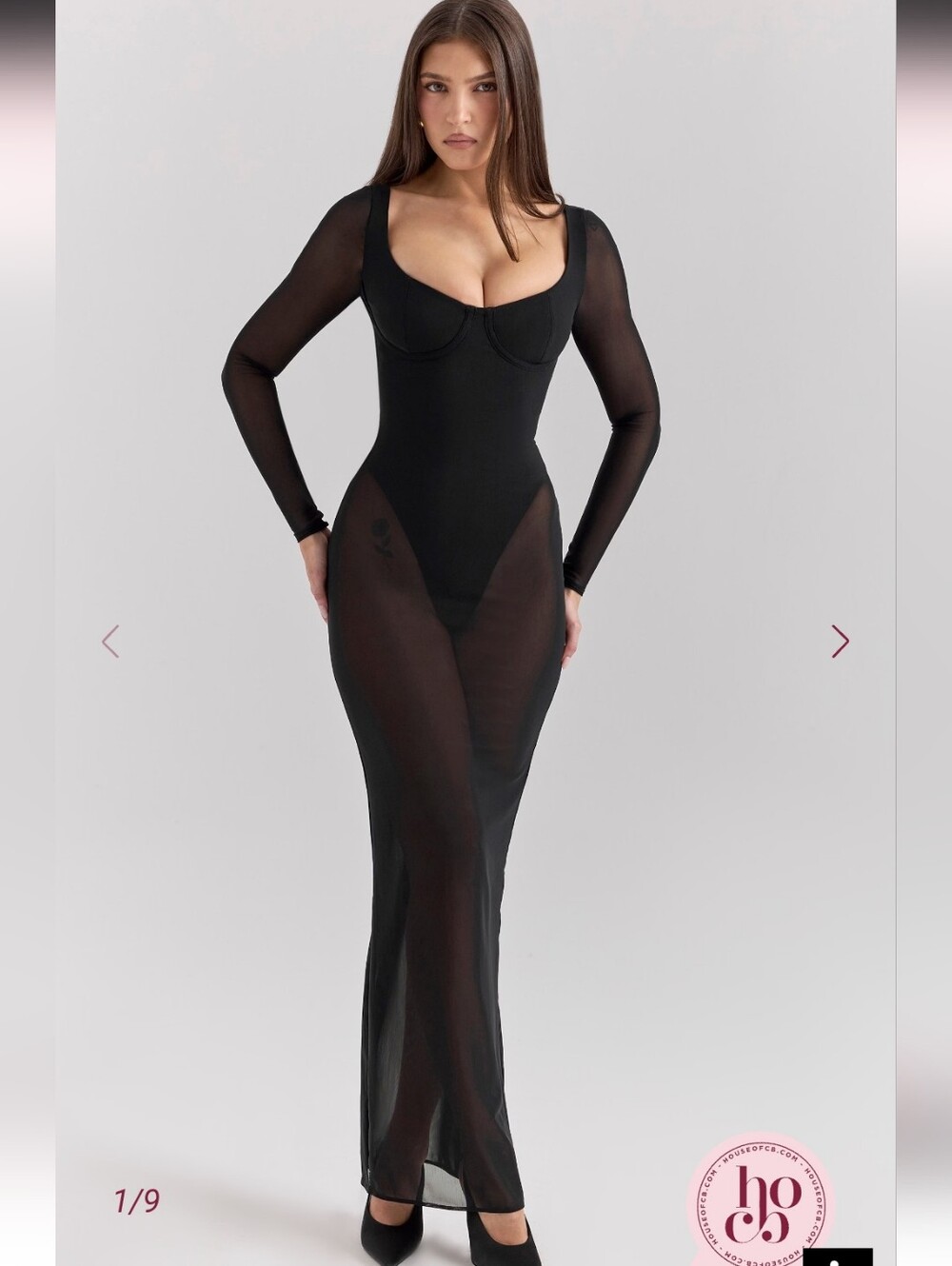 NWT House Of CB Mesh Maxi Dress With Bodysuit Everly Dress L